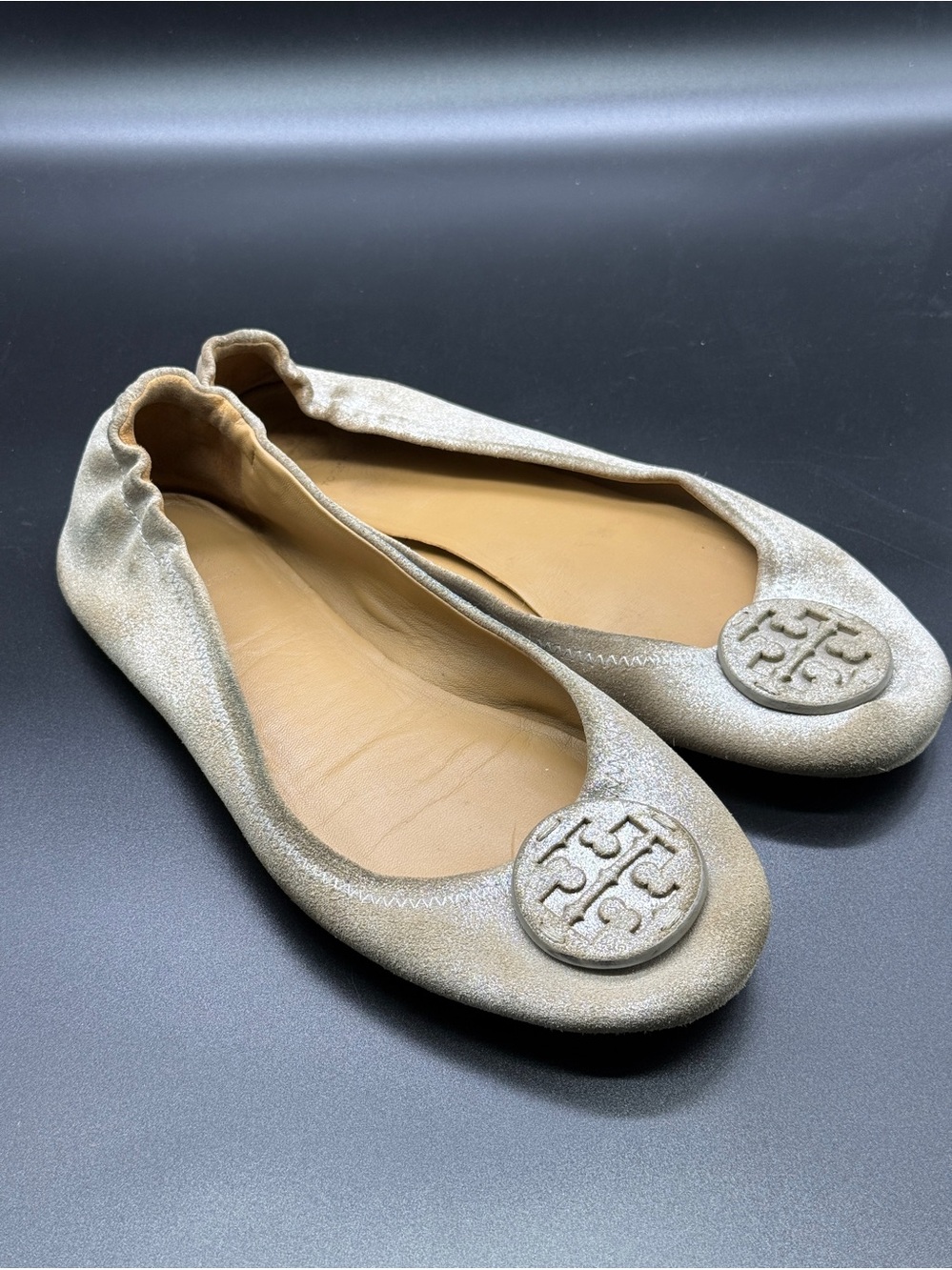 Tory Burch Minnie Travel Ballet Flats Women's 7 Rounded Toe Flexible Back